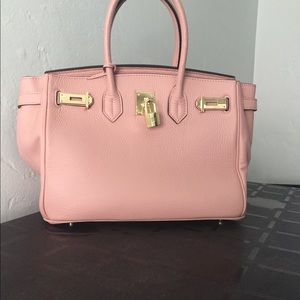 Ainifeel Padlock Tote Nude Pink Leather